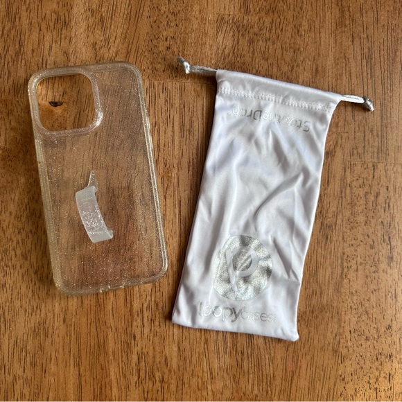 iPhone 14 Pro Max Clear Sparkle Silver Loopy Case - Picture 1 of 2